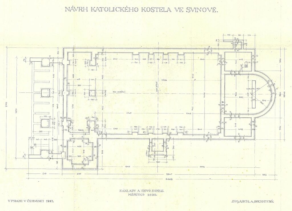 Výstavba kostela Krista Krále ve Svinově - plán 1927